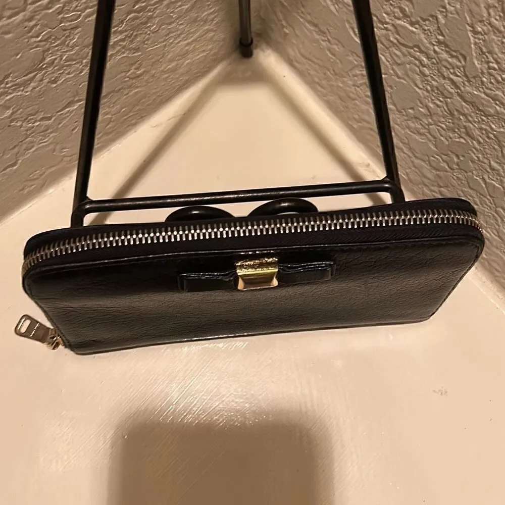 Miu Miu Zip Around Long Wallet Black Pebbled Leather Gold Hardware Multipocketed